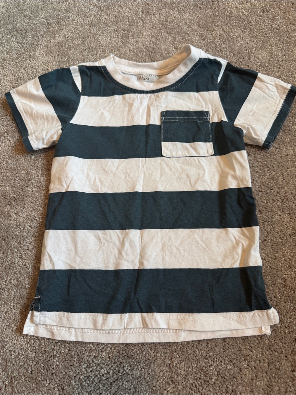Little Bipsy Striped Short-Sleeve Pocket Tee - Navy & White